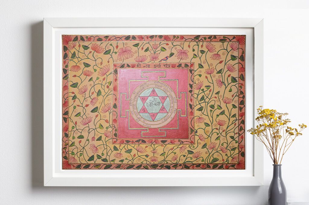 Traditional Pichwai art lotus | The Nav Durga Yantra